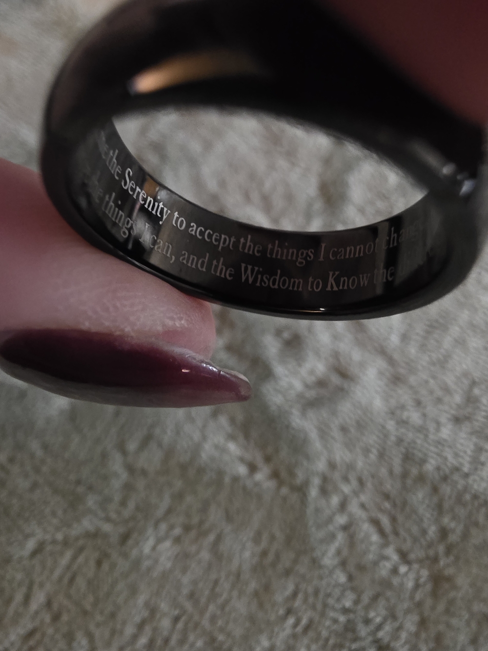 🌞3/$25- Black Stainless Steel Ring with Engraved Serenity Prayer. Size 10🌞